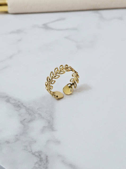 Golden Petal Cuff Ring