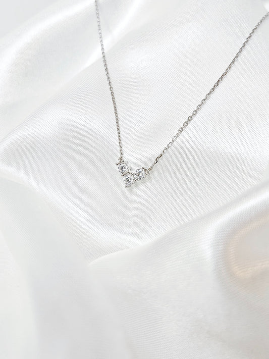 Trio Heart Crystal Pendant Necklace