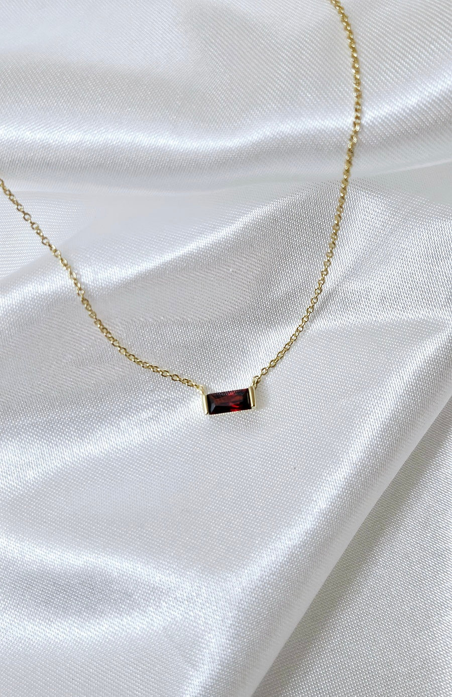 Mini Baguette Birthstone Necklace