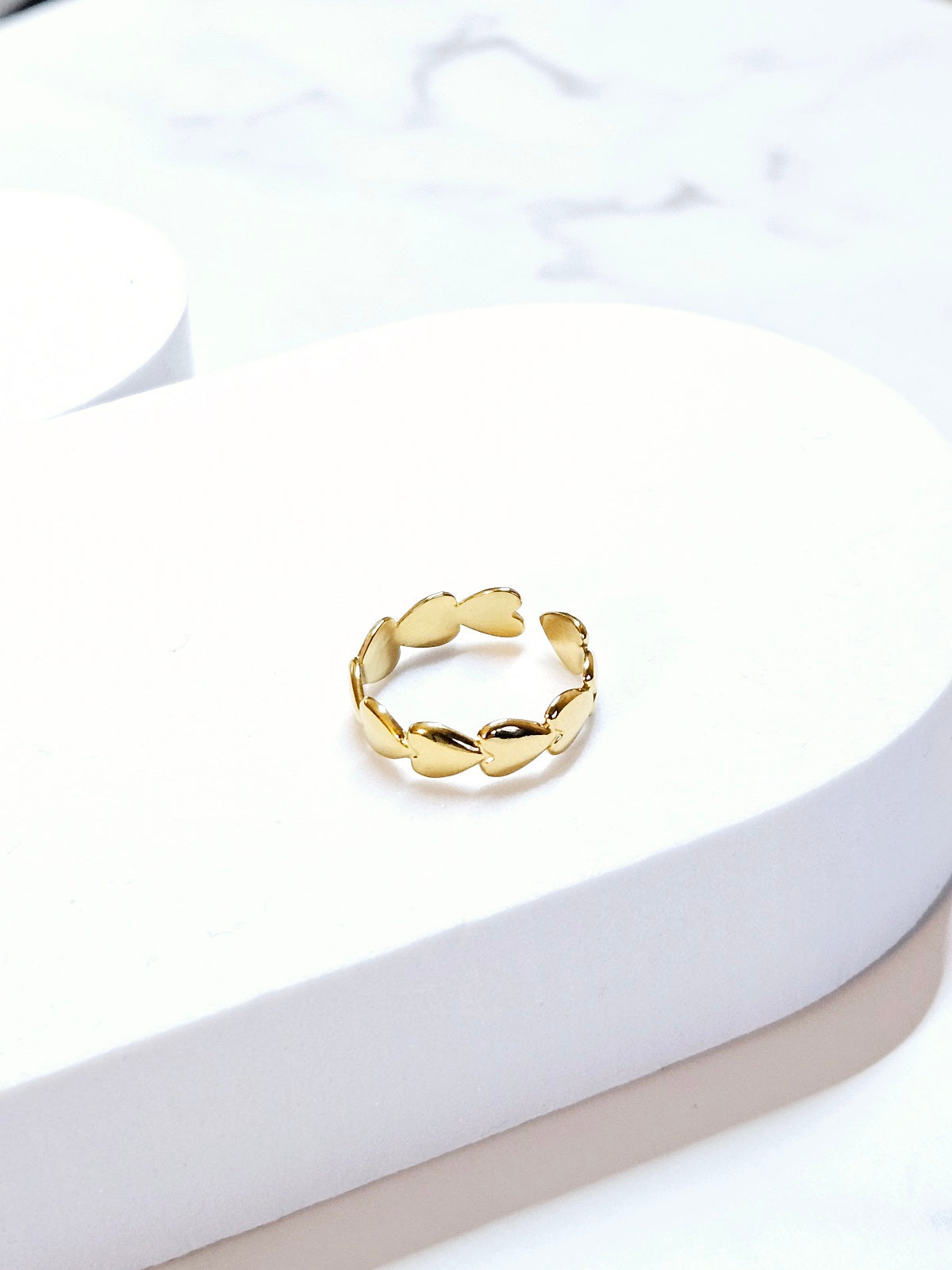 Golden Heart Cuff Ring