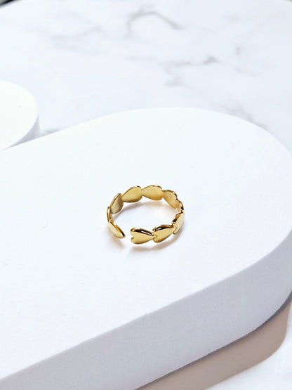 Golden Heart Cuff Ring