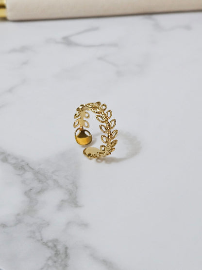 Golden Petal Cuff Ring