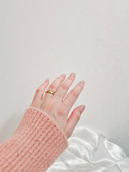 Golden Heart Cuff Ring