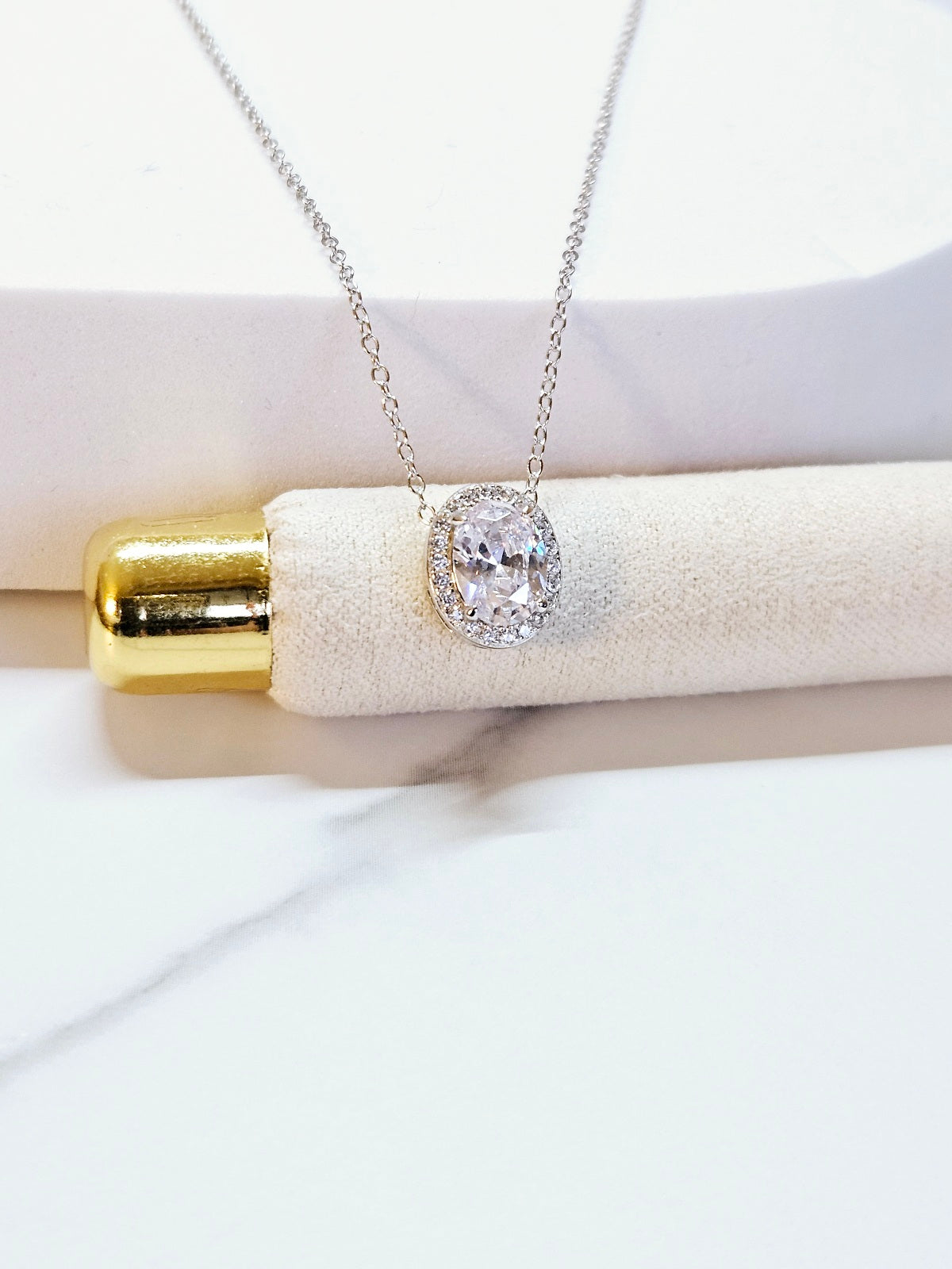 Oval Solitaire Pendant Necklace