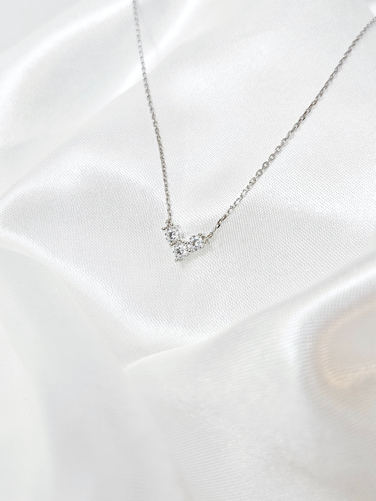 Trio Heart Crystal Pendant Necklace