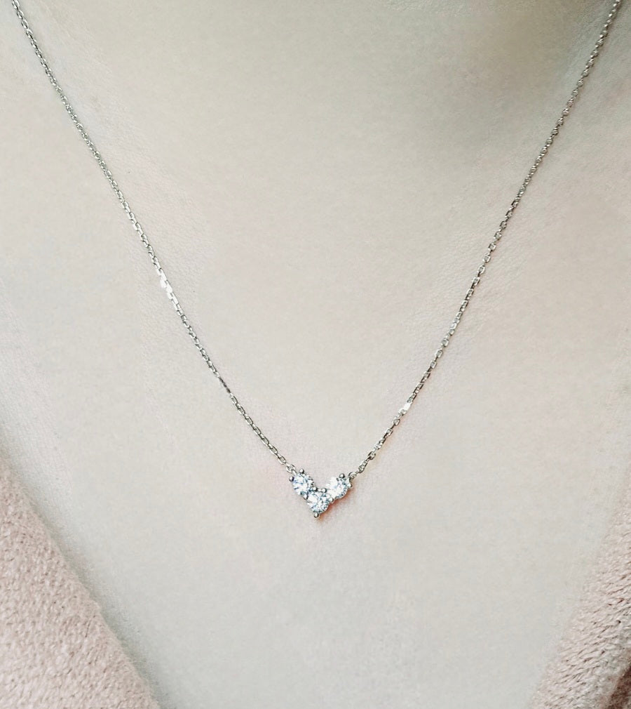 Trio Heart Crystal Pendant Necklace