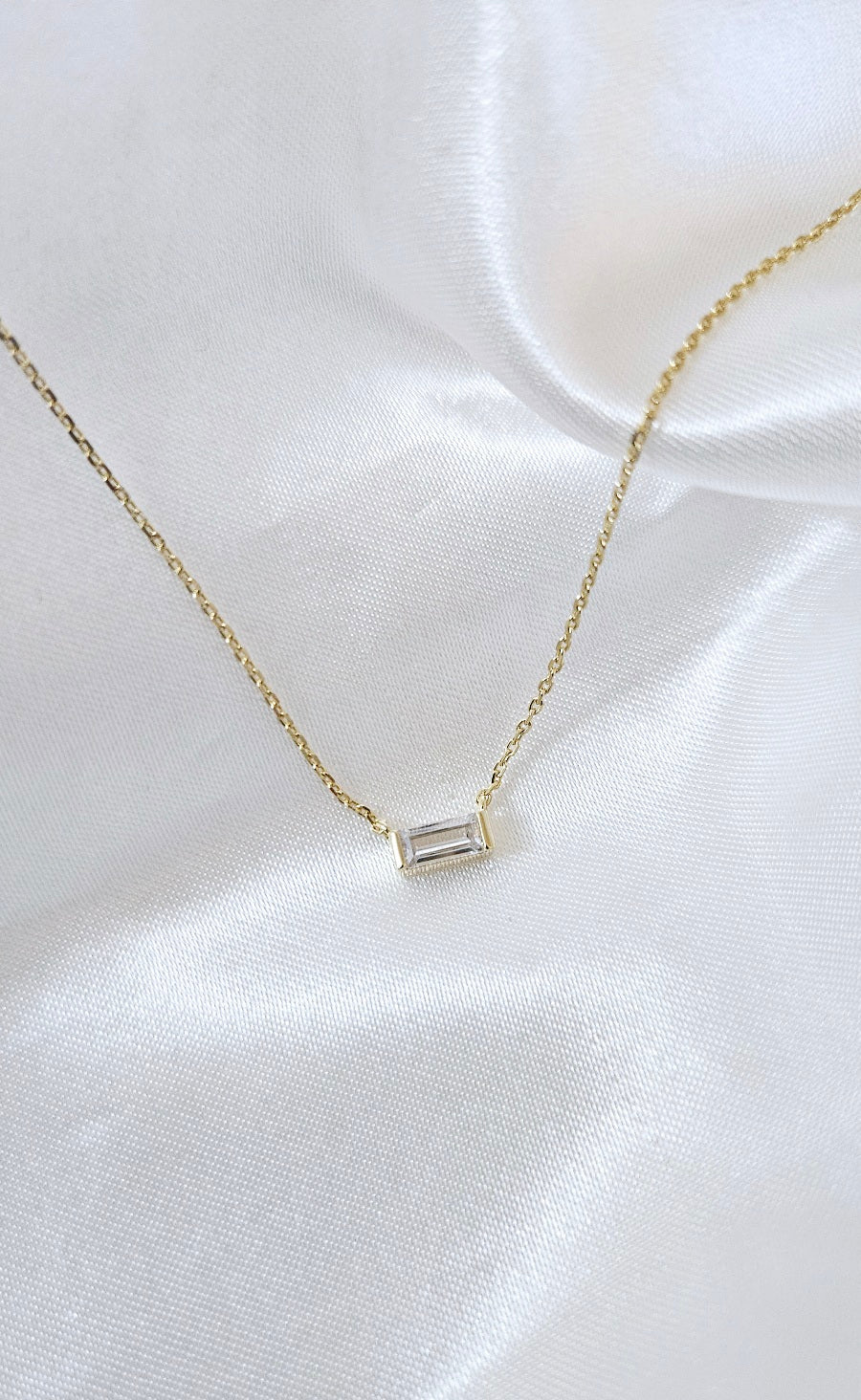 Mini Baguette Birthstone Necklace