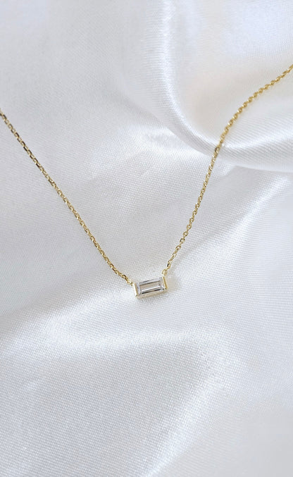 Mini Baguette Birthstone Necklace