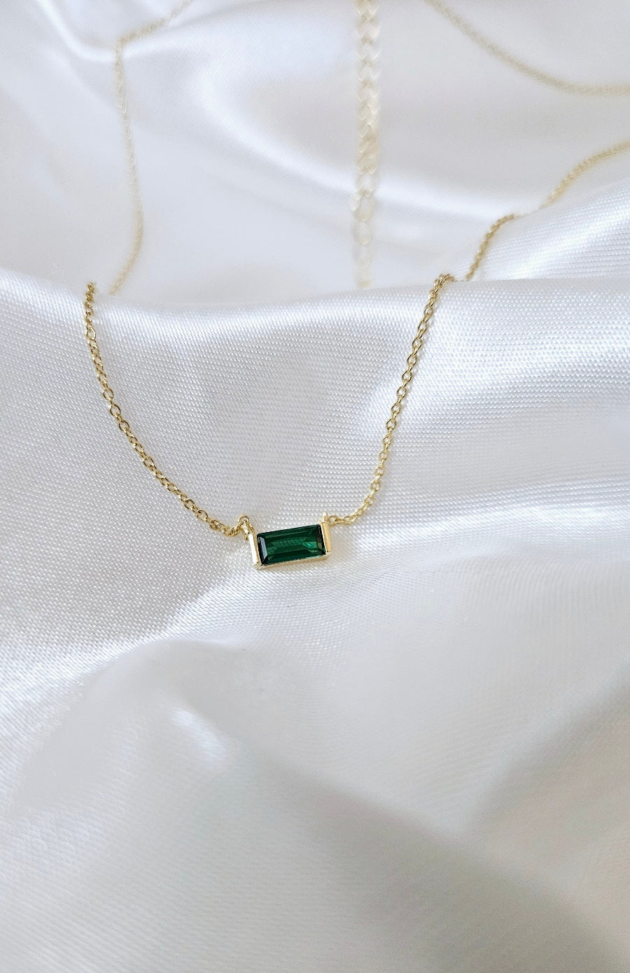 Mini Baguette Birthstone Necklace