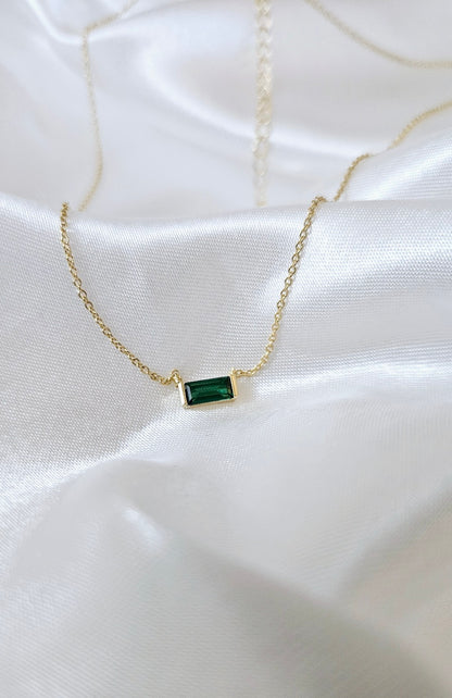 Mini Baguette Birthstone Necklace