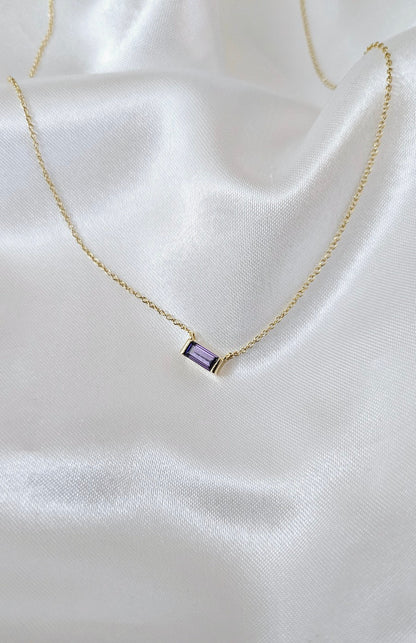 Mini Baguette Birthstone Necklace