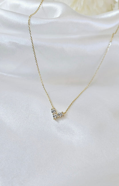 Trio Heart Crystal Pendant Necklace