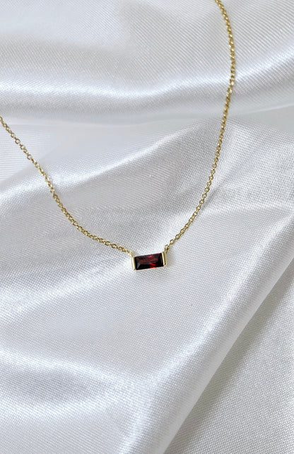 Mini Baguette Birthstone Necklace