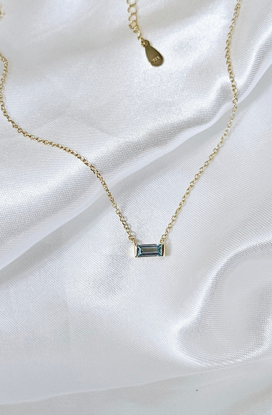 Mini Baguette Birthstone Necklace