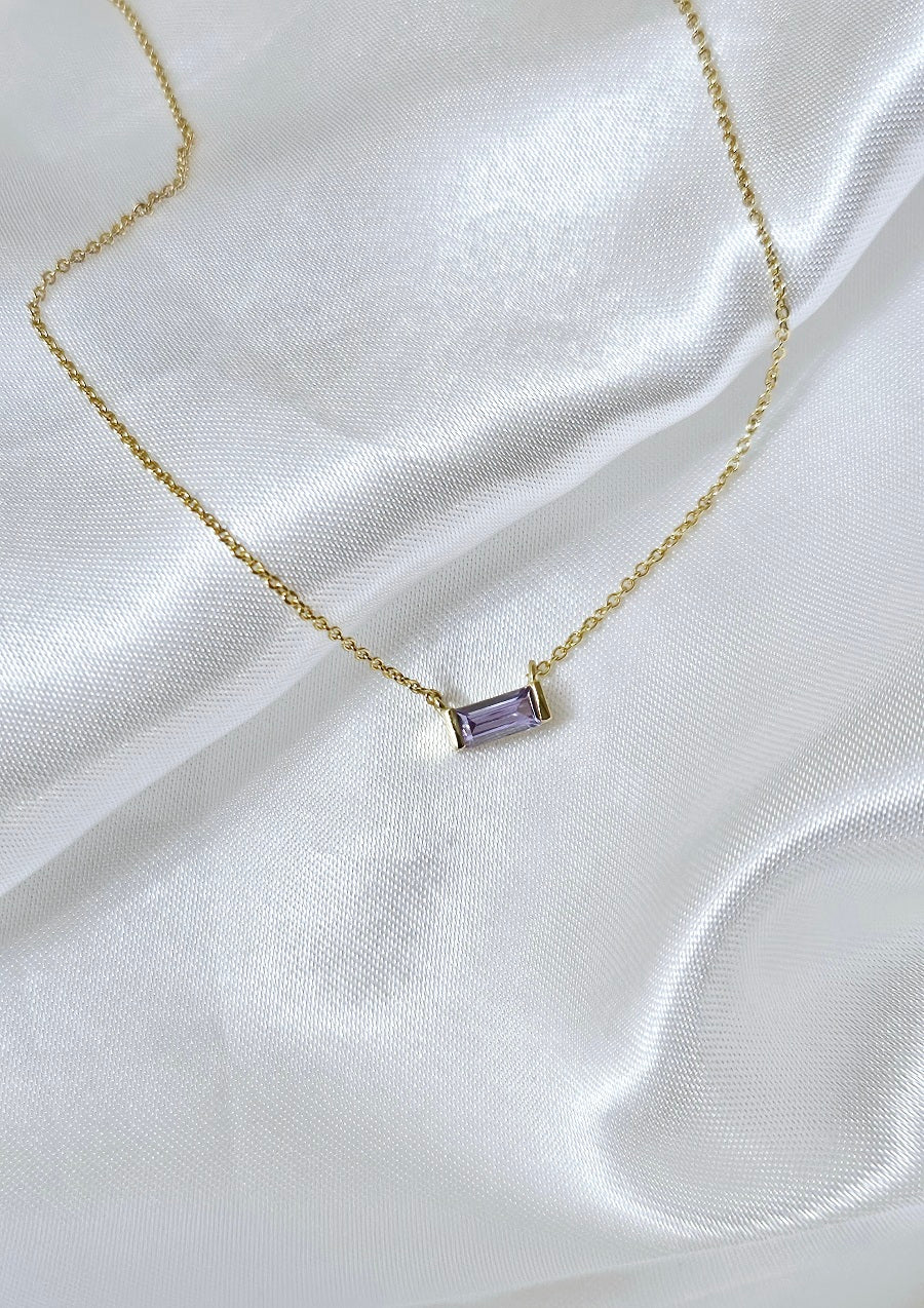 Mini Baguette Birthstone Necklace