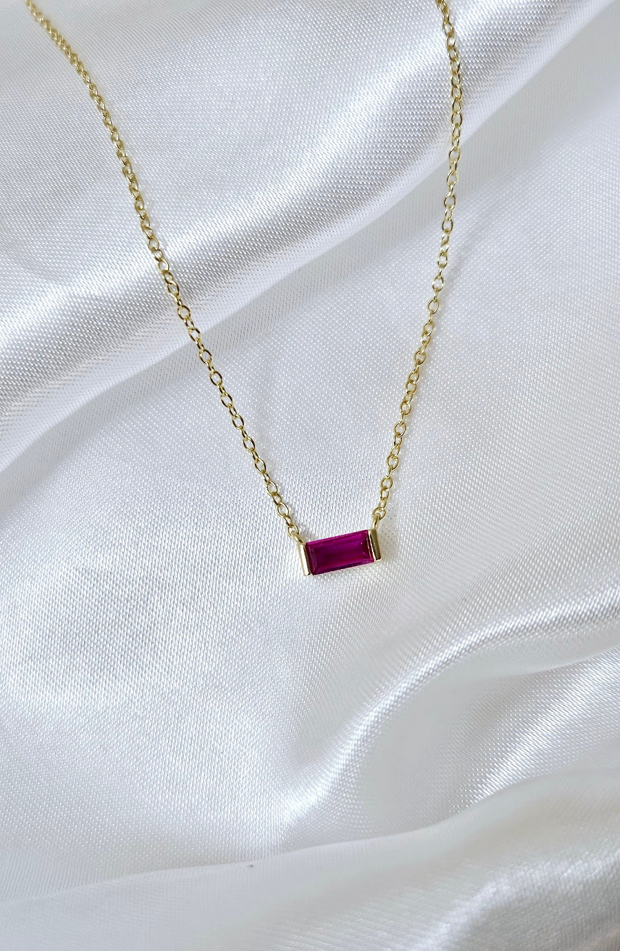 Mini Baguette Birthstone Necklace