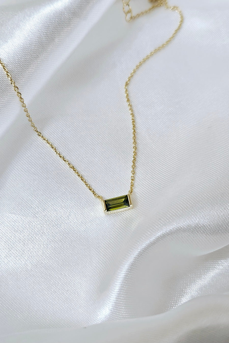 Mini Baguette Birthstone Necklace