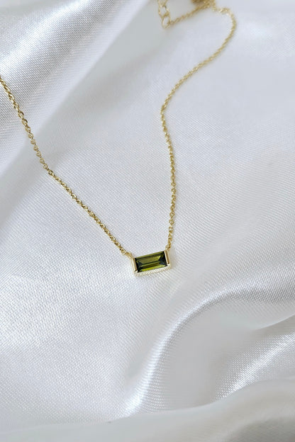 Mini Baguette Birthstone Necklace