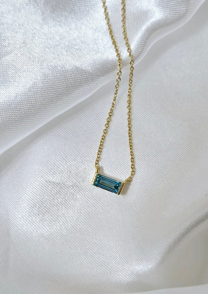 Mini Baguette Birthstone Necklace