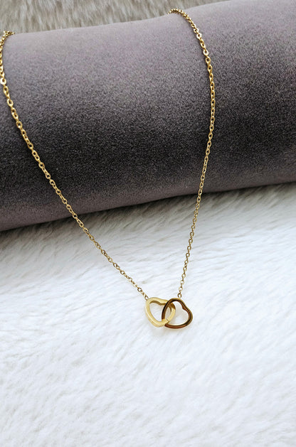 Double Heart Pendant Necklace