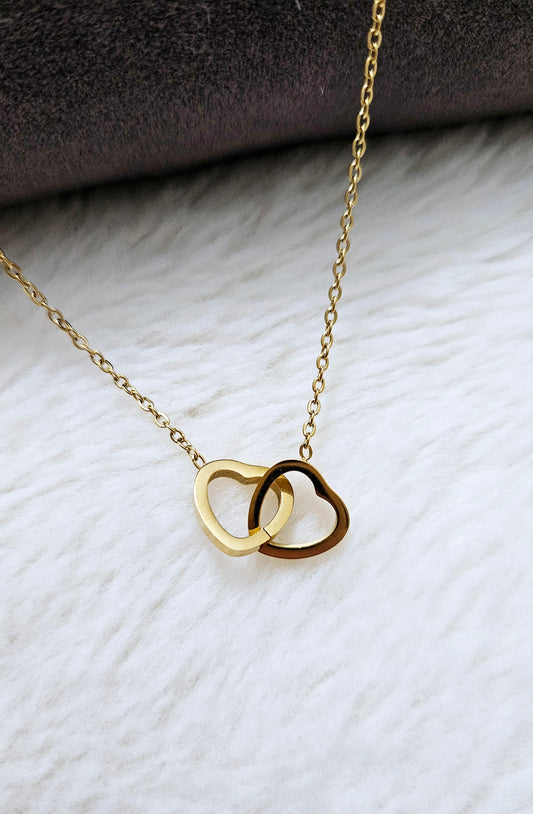 Double Heart Pendant Necklace