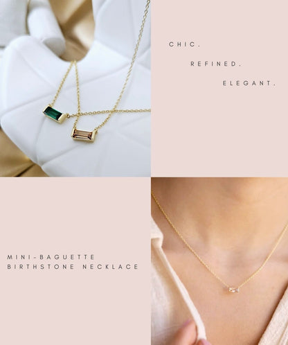 Mini Baguette Birthstone Necklace